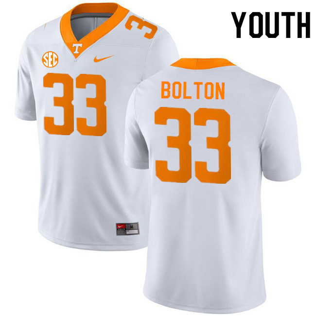 Youth #33 Ben Bolton Tennessee Volunteers College Football Jerseys Stitched-White